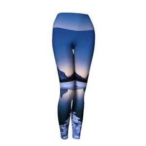 Mountain Moves Wearable Art Leggings Small Frosty Rundle Reflections Banff